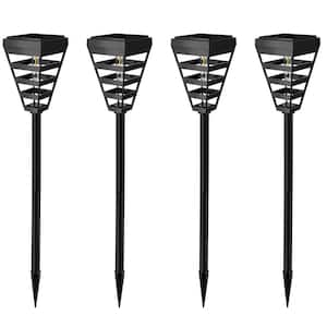 4-Pack Black LED Weather Resistant Path Light, Solar Outdoor Pathway Lights, 3000K Dusk to Dawn Garden Yard Lights IP65