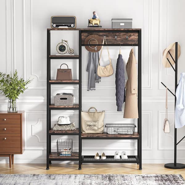 Tribesigns 7.87-ft to 7.87-ft W x 5.58-ft H Brown Ventilated Shelving Wood  Closet System in the Wood Closet Kits department at