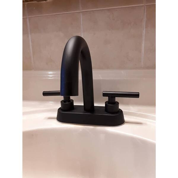 Commercial Metering Double Handle Bathroom Sink Faucet in Black Brass - 16GS-36080