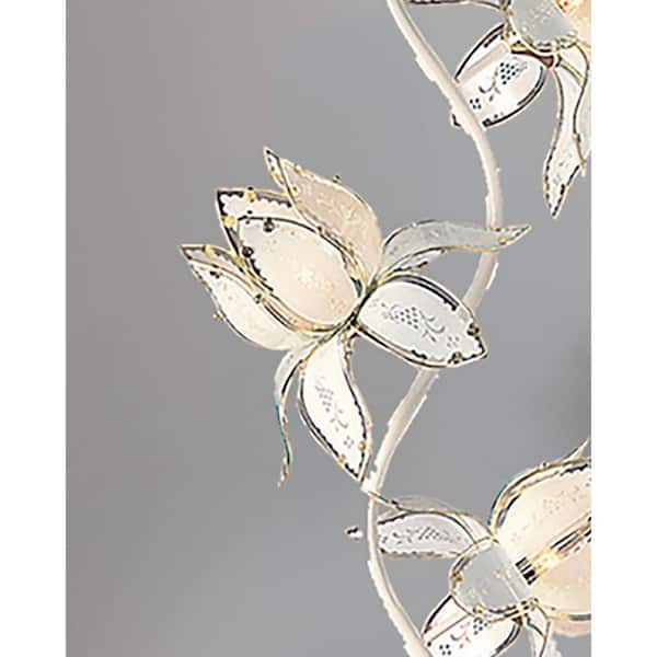 ORE International 73 in. Gold Floral Etch Glass Tree Garden White