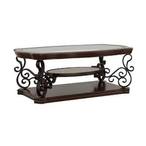 Laney 52.25 in. L Deep Merlot Specialty Clear Glass Top Coffee Table
