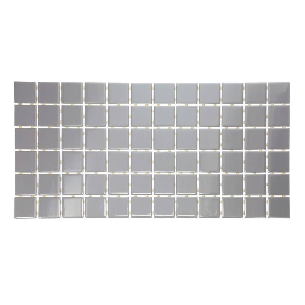 Restore Dove Gray 4 in. x 4 in. Glazed Ceramic Mosaic Sample Tile