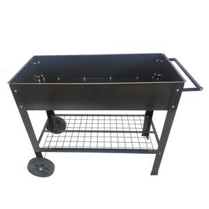 36.2 in. W Black Metal Garden Bed Cart with Legs, Wheels