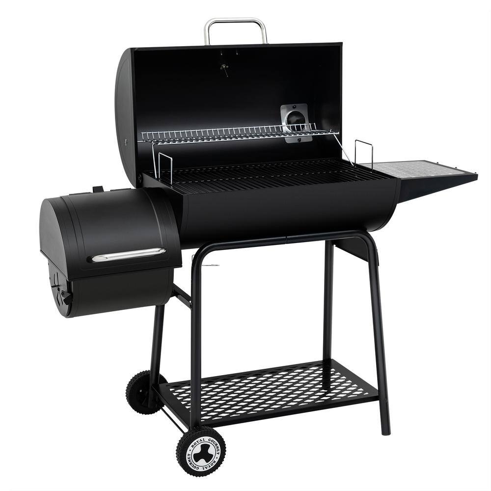 Barrel Charcoal Grill 30 in Black, with Offset Smoker for Patio and Parties, Outdoor Backyard - 2