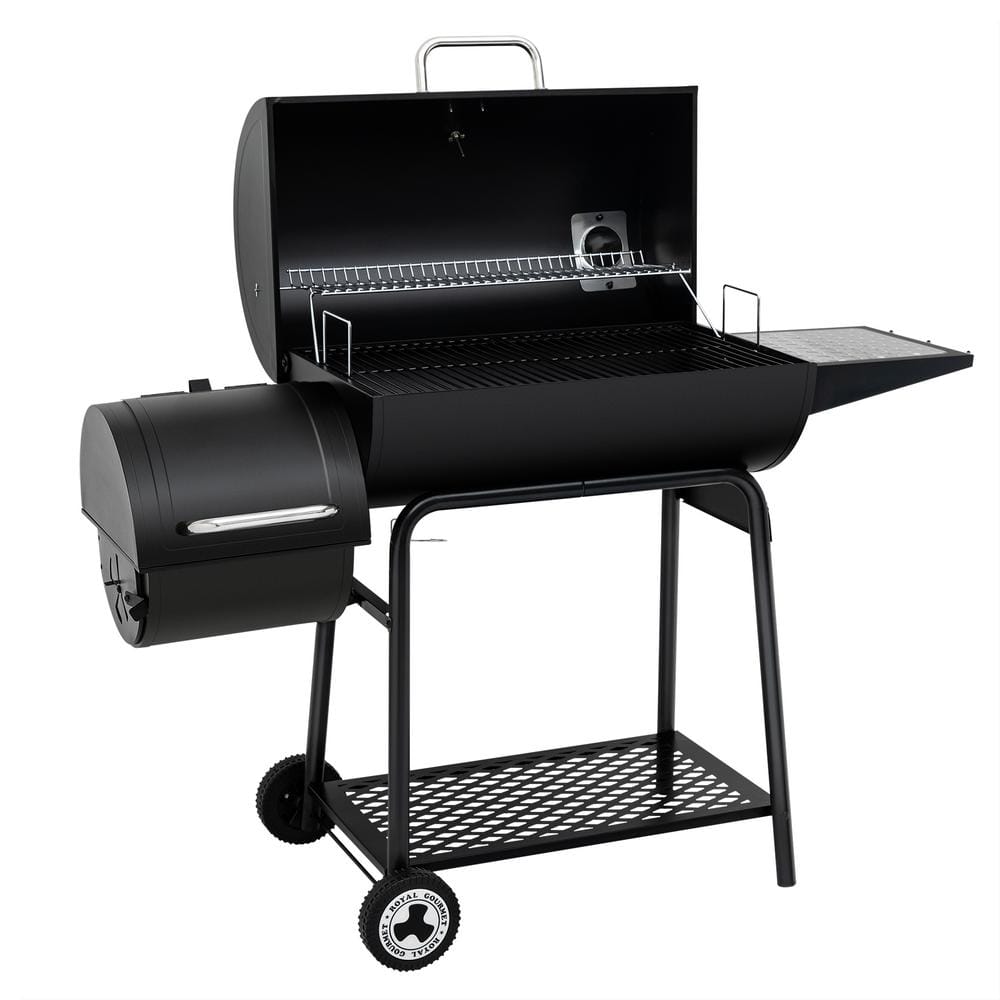 Royal Gourmet 54" Black Barrel Charcoal Grill with Smoker