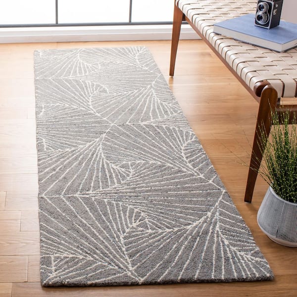 Micro-Loop Grey/Ivory 2 ft. x 5 ft. Abstract Geometric Runner Rug