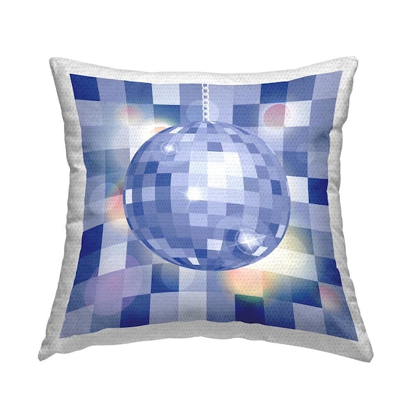 Stupell Industries Blue Geometric Disco Ball Blue Square Outdoor Throw Pillow