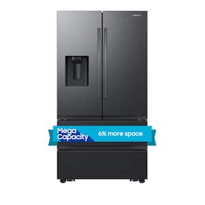 30 cu. ft. Mega Capacity 4-Door French Door Refrigerator with Four Types of Ice in Matte Black Steel