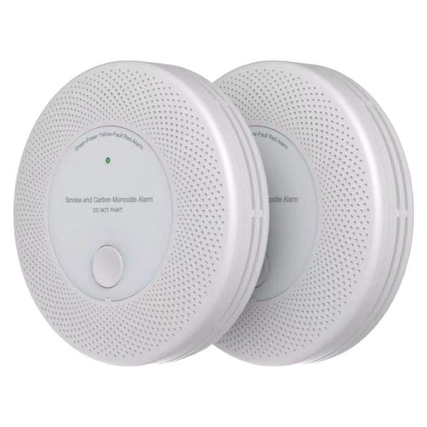 Smoke and Carbon Monoxide Detector Alarm with LED Indicator and Flame-Retardant Housing, 2-Pack, Model B0FPXVXMLN