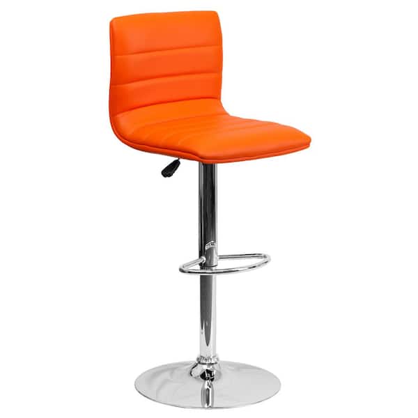 Flash Furniture Adjustable Height Orange Cushioned Bar Stool
