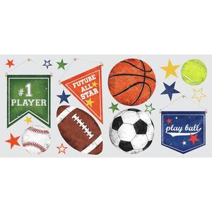 5 in. x 11.5 in. 20-Piece Sports Ball Peel and Stick Wall Decals