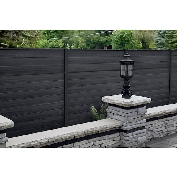 7 ft. H x 6 ft. W x 1 in. Thick Charcoal-Very Dark Grey-Composite Tongue and Groove Horizontal Fence Panel