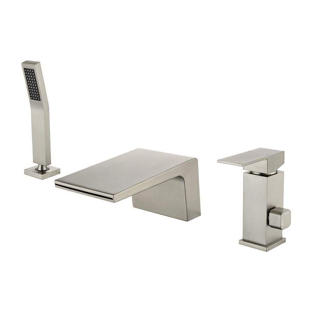 Single-Handle Tub-Mount Tub Faucet with Hand Shower in Brushed Nickel price history on PriceWatchPro