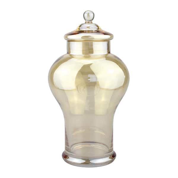 Stonebriar Collection 13 in. x 7 in. Amber Glass Apothecary Jar