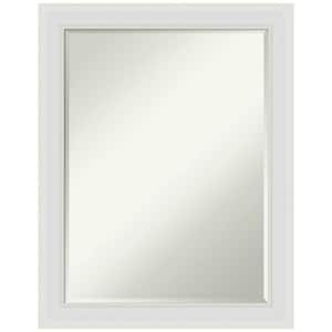 Flair Soft White Narrow 22 in. x 28 in. Petite Bevel Modern Rectangle Framed Bathroom Wall Mirror in White