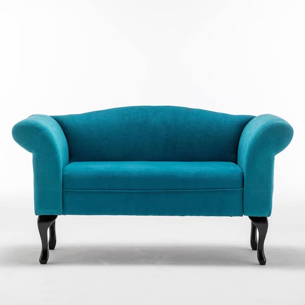 Unbranded 52.76 in. Blue 2 Seat Kids Sofa, Toddler Couch Lounge Bed with Wooden Legs, Upholstered Linen Fabric Loveseat Sofa