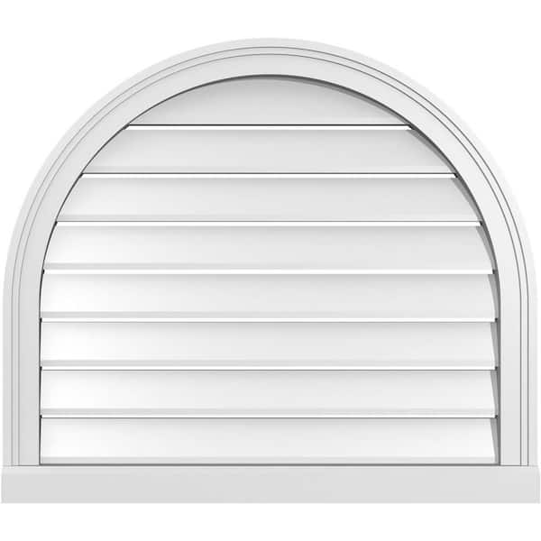 Ekena Millwork 30 in. x 26 in. Round Top White PVC Paintable Gable Louver Vent Functional