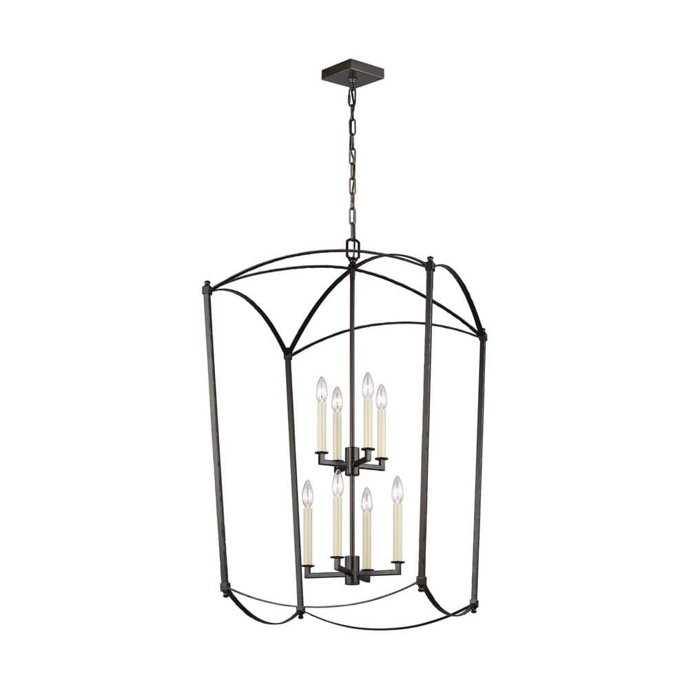 TIELLA Estoril 8-Light Smith Steel Traditional Transitional Hanging  Candlestick Chandelier L3324H8L-SMS - The Home Depot