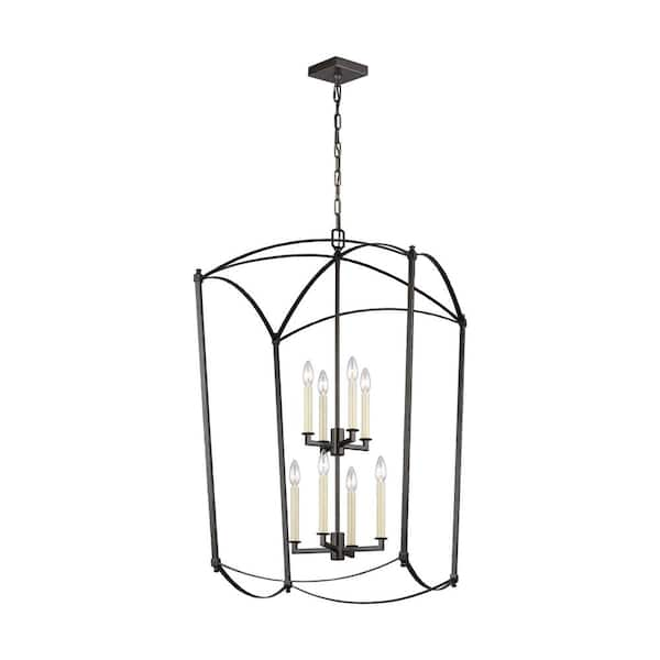 TIELLA Estoril 8-Light Smith Steel Traditional Transitional Hanging Candlestick Chandelier