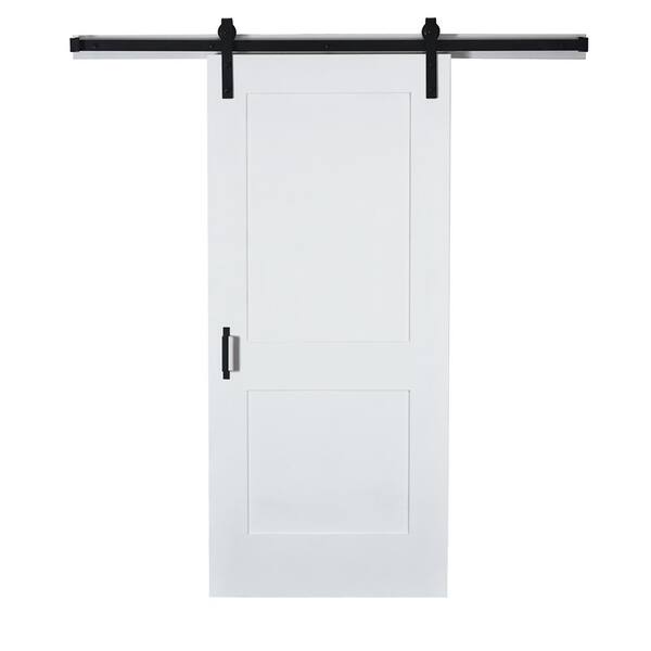 EnVivo 43 in. x 84 in. 2-Panel Primed Unfinished Solid MDF Core Wood Sliding Barn Door with Hardware Kit