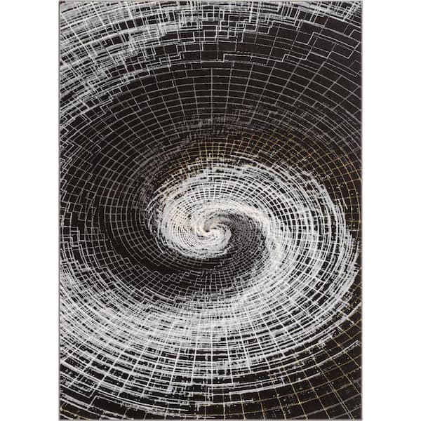 Well Woven Fairmont Vernon Retro Geometric Grey 7 ft. 10 in. x 9 ft. 10 in. Glam Area Rug