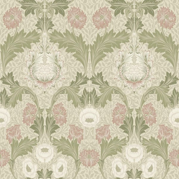 A-Street Prints Myrtle Mauve Purple Floral Ogee Wallpaper Sample