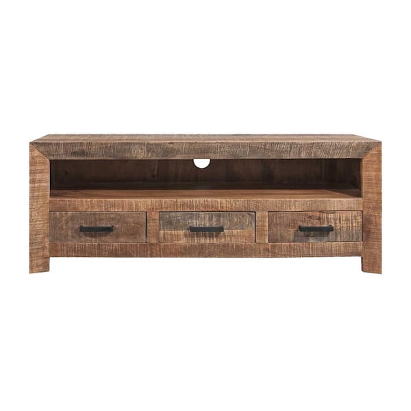 HomeRoots Amelia 57.1 in. Natural Wood TV Stand Fits TVs Up To 50 in.