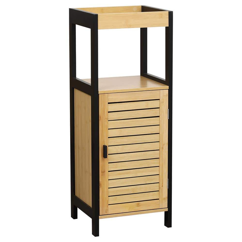 Wall-Mounted Sink Floor Cabinet Cebu Bamboo - Black Wood