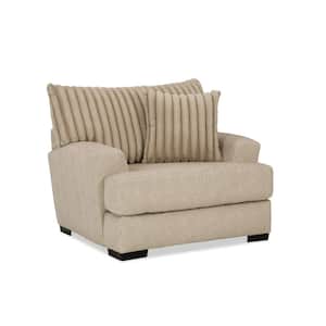 Lola Light Brown Chenille Accent Chair With Reversible Cushions