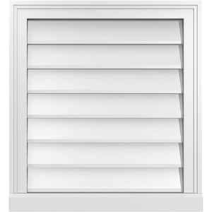 22 in. x 24 in. Vertical Surface Mount PVC Gable Vent: Decorative with Brickmould Sill Frame