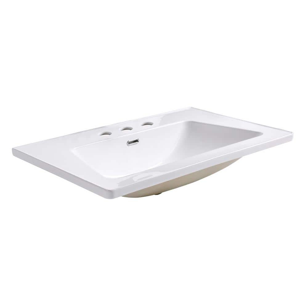 Lydia 31.5'' White Porcelain Rectangular Drop-In Bathroom Sink