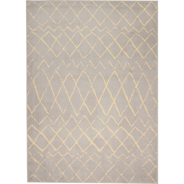 Nourison Grafix Grey 5 ft. x 7 ft. Moroccan Geometric Contemporary Area Rug