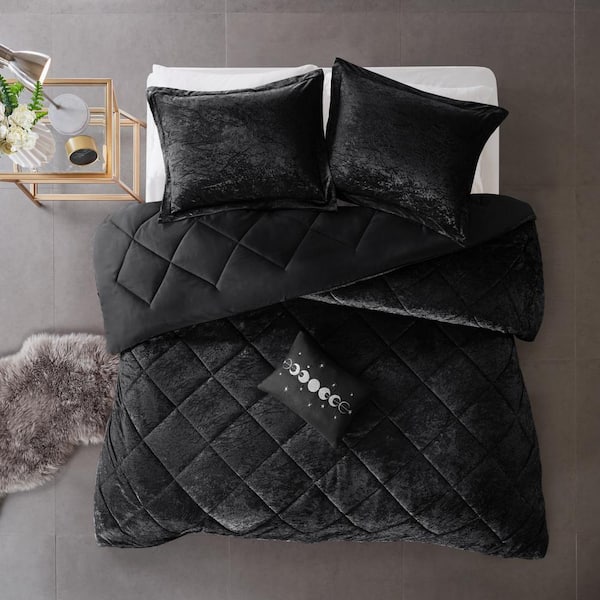 Grey crushed velvet online bed throw