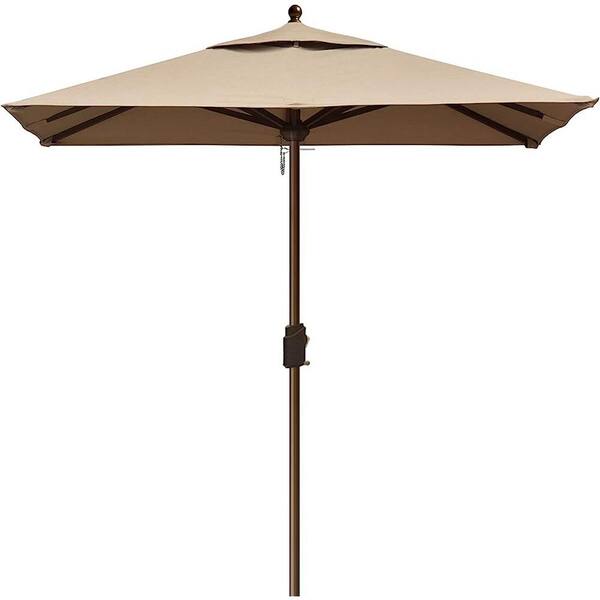 Terracemaster USA 6 ft. x 6 ft. 10-Year-Non-Fading Sunumbrella Square Market Umbrella Patio Outdoor Table Heather Beige