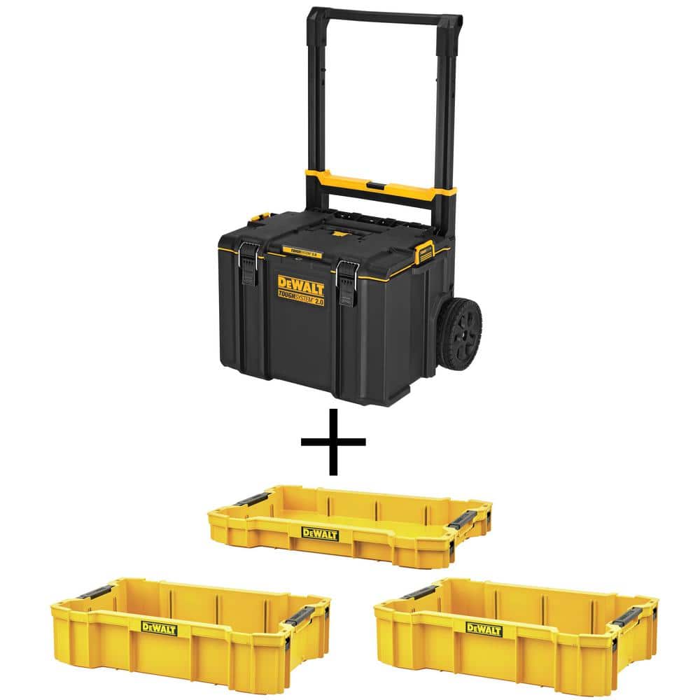 DEWALT TOUGHSYSTEM 2.0 24 in. Mobile Tool Box, TOUGHSYSTEM 2.0 Shallow Tool  Tray and (2) TOUGHSYSTEM 2.0 Deep Tool Trays DWST08450W10202 The Home  Depot
