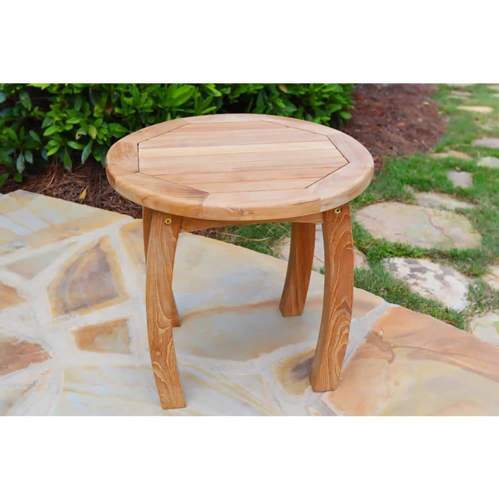 Jakarta Premium Grade Teak 20 in. Round Outdoor Side Table Patio Furniture 