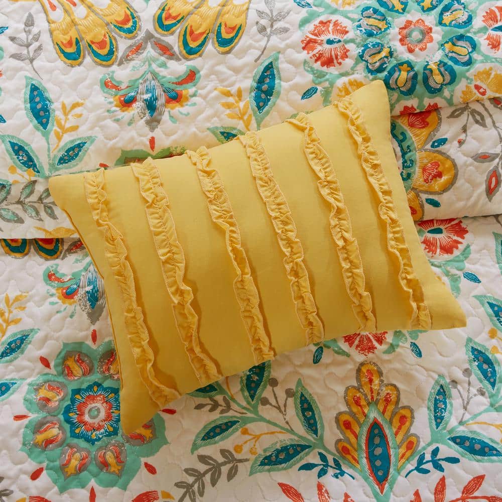Bright Boho Medallion Full Microfiber Reversible Quilt Set