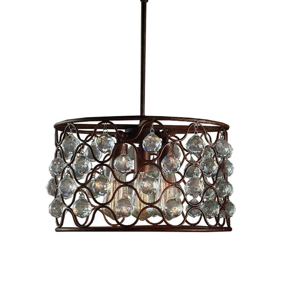Edison Hattie Collection 3-Light Rusty Steel Indoor Chandelier with Shade price history on PriceWatchPro