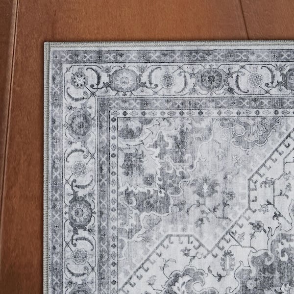 Geraldine Gray 3 ft. x 5 ft. Tufted Geometric Polyester Accent Rug