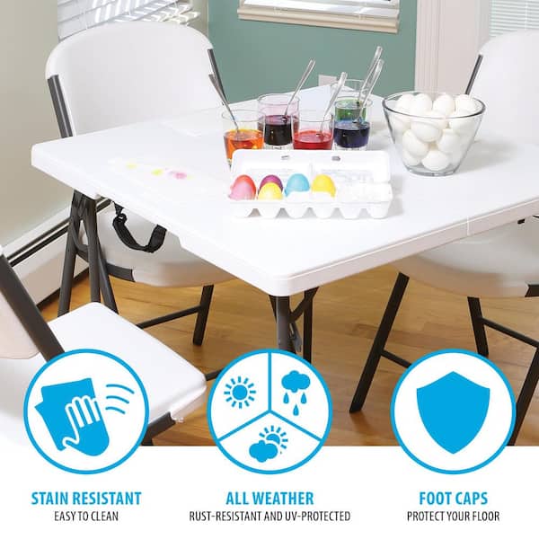 Lifetime 34 in. White Plastic Portable Fold-in-Half Folding Card