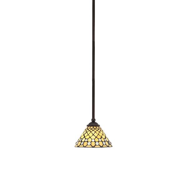 Unbranded Clevelend 100-Watt 1-Light Brown Pendant Mini Pendant Light with Starlight Art Glass Shade and Light Bulb Not Included