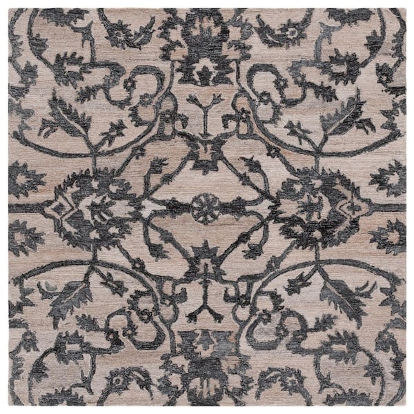 SAFAVIEH Anatolia 6 ft. x 6 ft. Beige/Black Traditional Garden square Area Rug