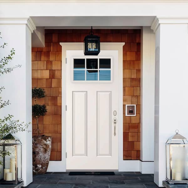 Element Series Clear 6-Lite Glass White Primed Steel Prehung Front Door with 4-9/16 in. Frame