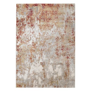 Yasmin Acy Red/Cream 2 ft. x 3 ft. Abstract Polyester Area Rug