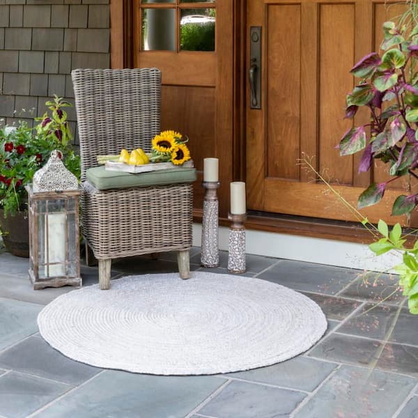 Rigo Chunky Loop Jute Off-White 3 ft. Round Rug