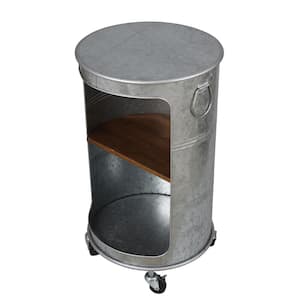 Church 15.75 in. Galvanized Metal End Table and Warm Brown Round Metal