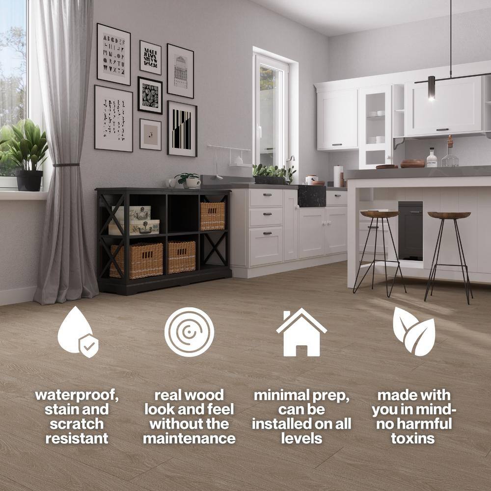 Natural Light Brown Mahogany Wide Plank Vinyl Flooring