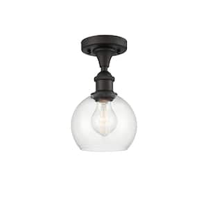 Athens 6 in. 1-Light Oil Rubbed Bronze Semi-Flush Mount with Clear Glass Shade