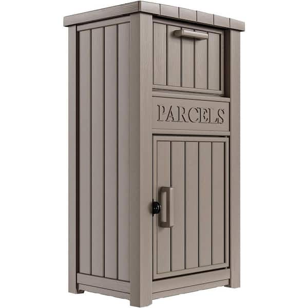 48 Gal. Outdoor Deck Box Package Delivery Box with Lockable Secure in Light Brown