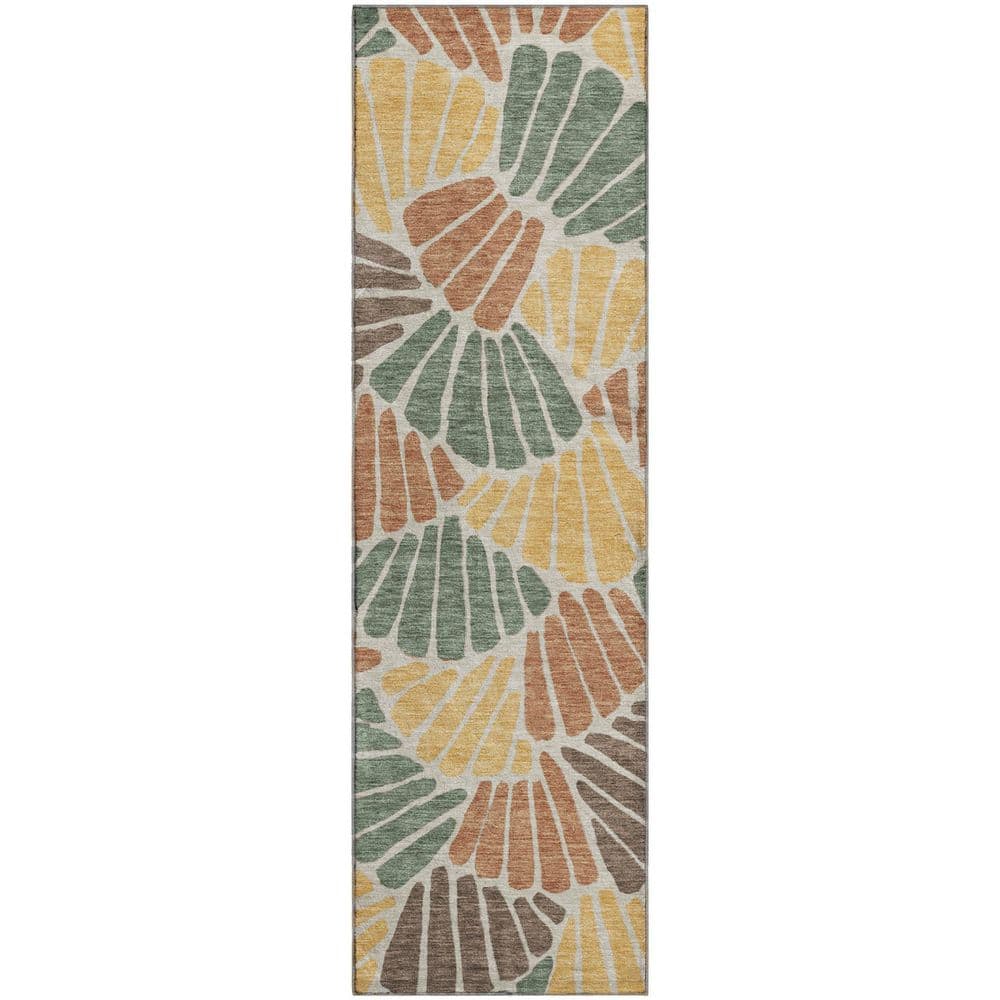 Mayfield Premium Machine Washable Abstract AMF2384 Basil 2 ft. x 7 ft. Runner Rug price history on PriceWatchPro
